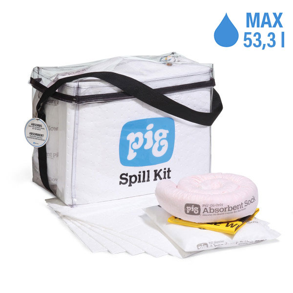 Kit per sversamenti PIG in borsa cubica trasparente Oil-Only