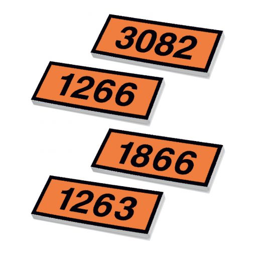 Orangefarbene Warntafel mit UN-Nummer