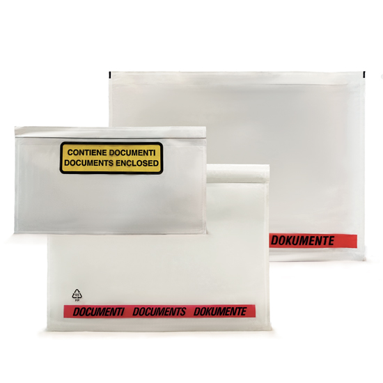 Adhesive document holder envelopes